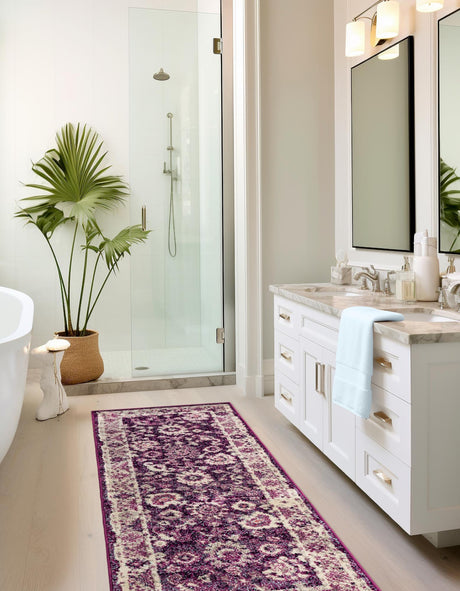 Purple 2' x 6' 1 Penrose Runner Area Rug Classic Durable Stain Resistant Easy Clean Carpet for Traditional Indoor Home Decor for Sale at Rug Engine