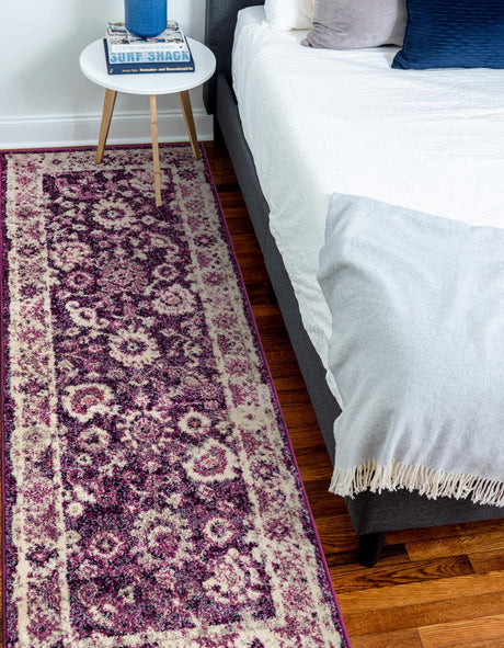 Purple 2' x 6' 1 Penrose Runner Area Rug Classic Durable Stain Resistant Easy Clean Carpet for Traditional Indoor Home Decor for Sale at Rug Engine