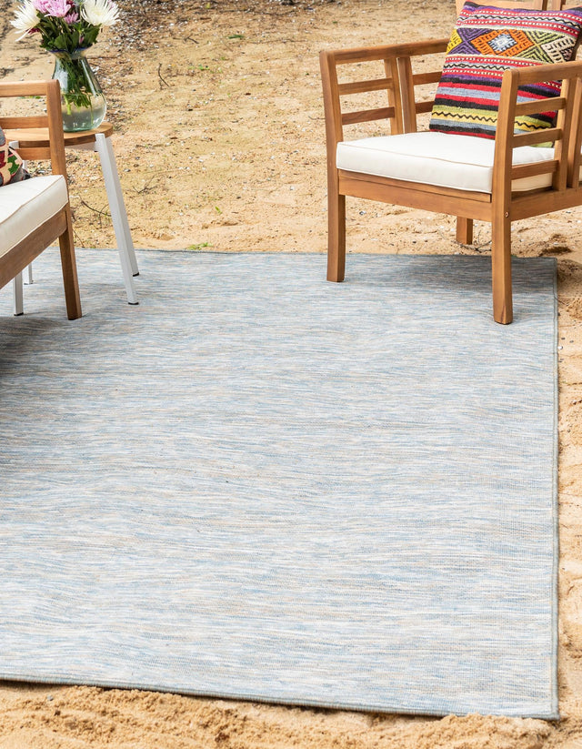 Blue 4' 2 x 6' Outdoor Solid Rectangle Area Rug Weather Resistant for Patio, Deck, Terrace, Balcony, Porch 100% Polypropylene Minimalist Waterproof Carpet for Sale at Rug Engine