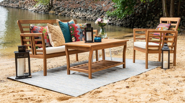 Blue 4' 2 x 6' Outdoor Solid Rectangle Area Rug Weather Resistant for Patio, Deck, Terrace, Balcony, Porch 100% Polypropylene Minimalist Waterproof Carpet for Sale at Rug Engine