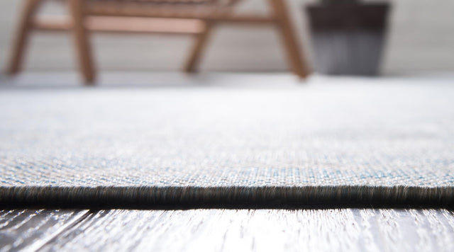 Blue 4' 2 x 6' Outdoor Solid Rectangle Area Rug Weather Resistant for Patio, Deck, Terrace, Balcony, Porch 100% Polypropylene Minimalist Waterproof Carpet for Sale at Rug Engine