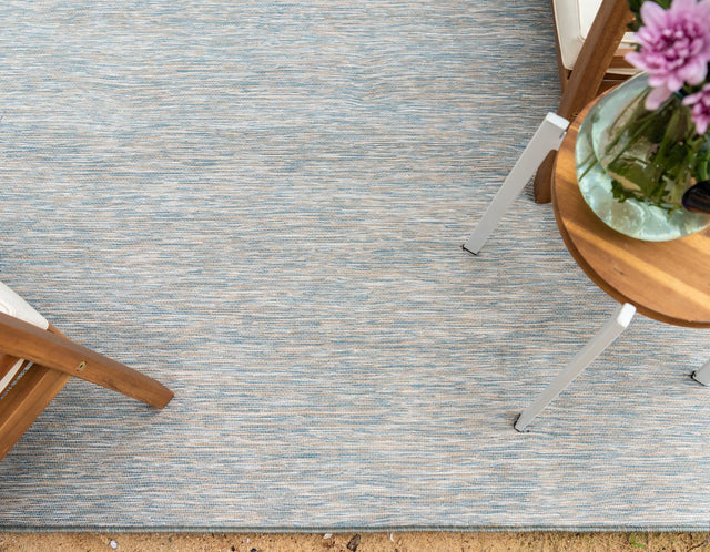 Blue 4' 2 x 6' Outdoor Solid Rectangle Area Rug Weather Resistant for Patio, Deck, Terrace, Balcony, Porch 100% Polypropylene Minimalist Waterproof Carpet for Sale at Rug Engine