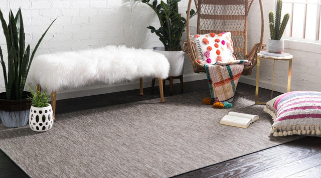 Gray 4' 2 x 6' Outdoor Solid Rectangle Area Rug Weather Resistant for Patio, Deck, Terrace, Balcony, Porch 100% Polypropylene Minimalist Waterproof Carpet for Sale at Rug Engine