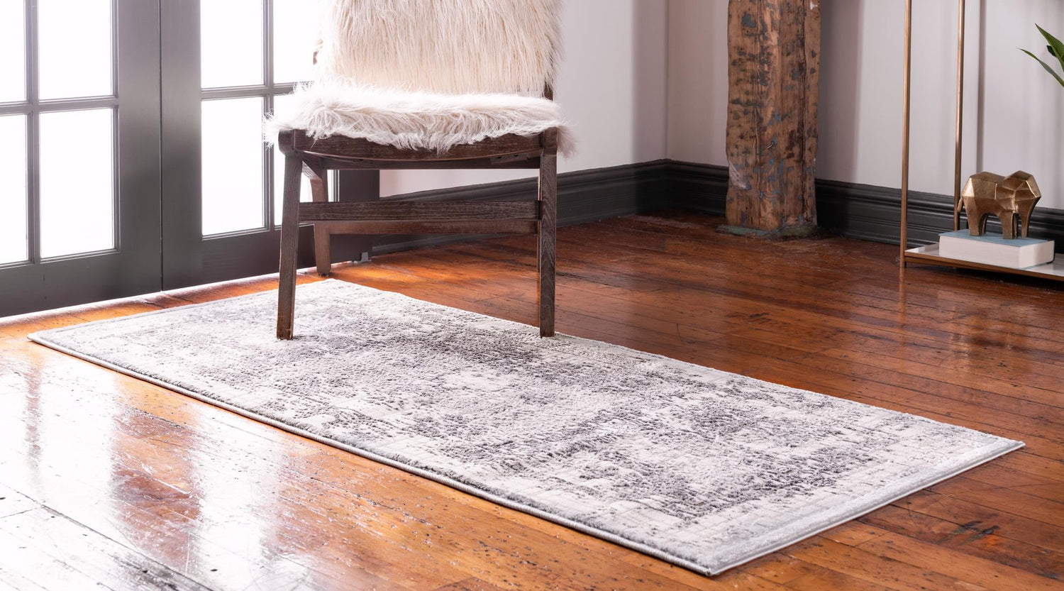 Gray 2' 7 x 6' 1 Aberdeen Runner Area Rug 60% Polypropylene & 40% Polyester Living Dining Office Room Carpet for Sale at Rug Engine