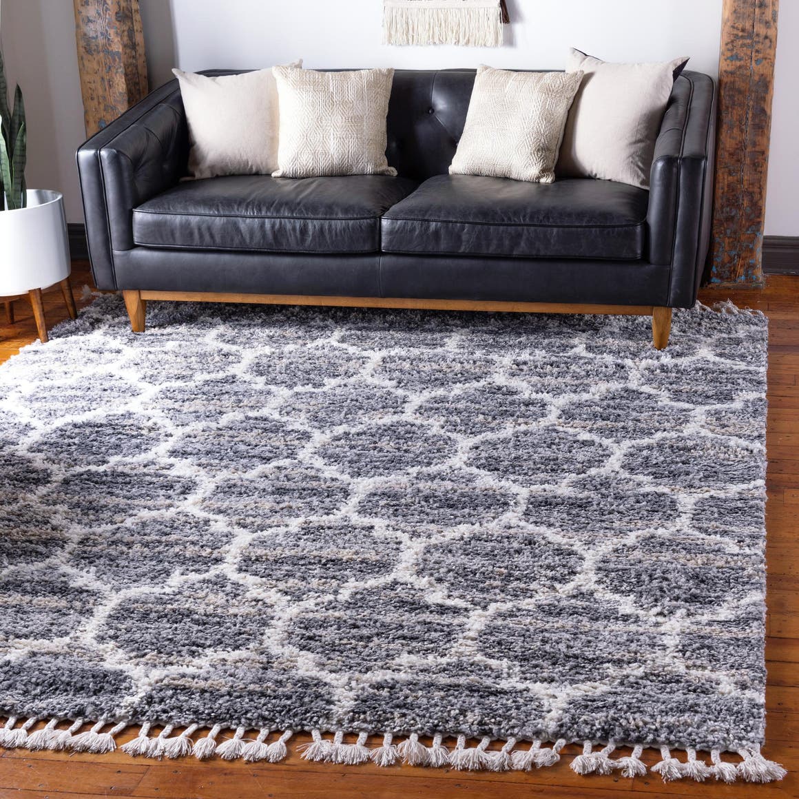 Gray 8' x 8' Hygge Shag Square Area Rug Thick Soft Touch Fluffy & Plus ...