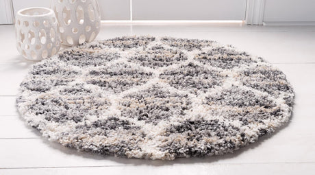 Gray 5' x 5' Hygge Shag Round Area Rug Thick Soft Touch Fluffy & Plush Shaggy Pile 100% Polypropylene With Jute Backing Modern Carpet for Sale at Rug Engine
