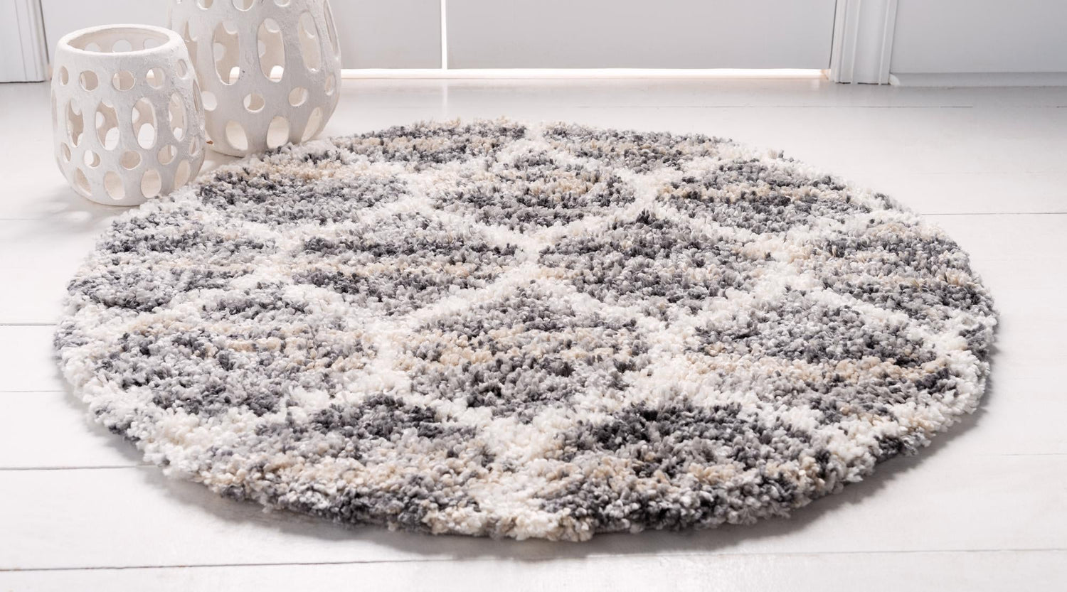 Gray 3' 3 x 3' 3 Hygge Shag Round Area Rug Thick Soft Touch Fluffy & Plush Shaggy Pile 100% Polypropylene With Jute Backing Modern Carpet for Sale at Rug Engine