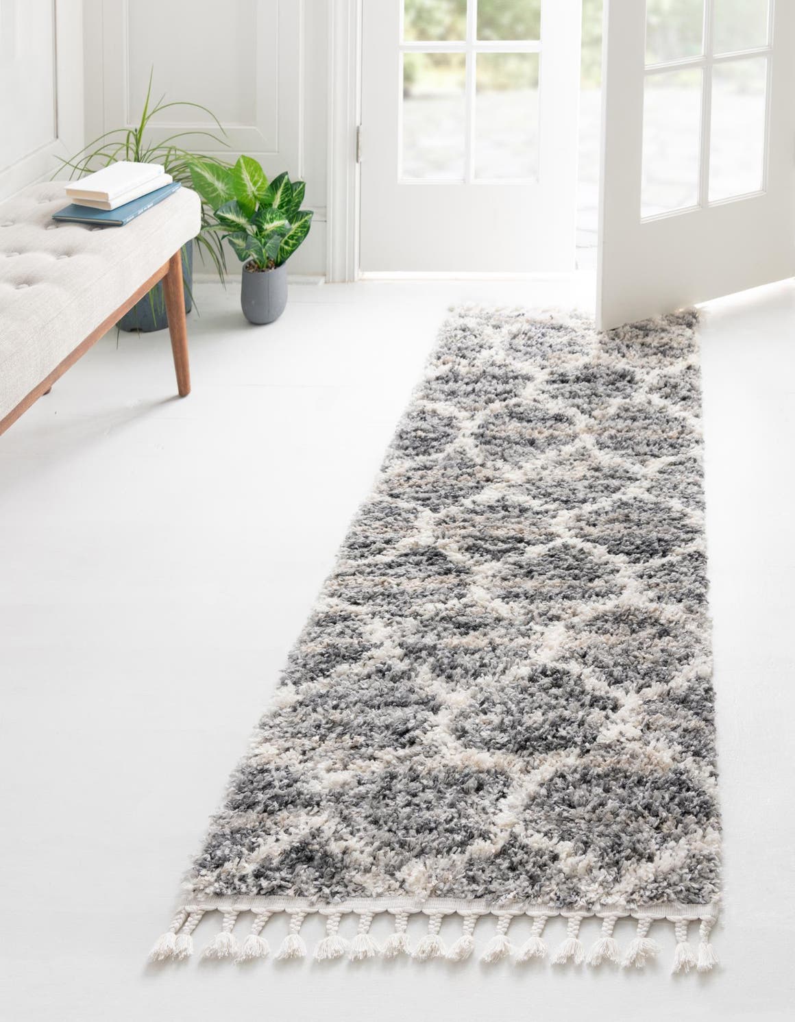 Gray 2' 7 x 8' 2 Hygge Shag Runner Area Rug Thick Soft Touch Fluffy & Plush Shaggy Pile 100% Polypropylene With Jute Backing Modern Carpet for Sale at Rug Engine
