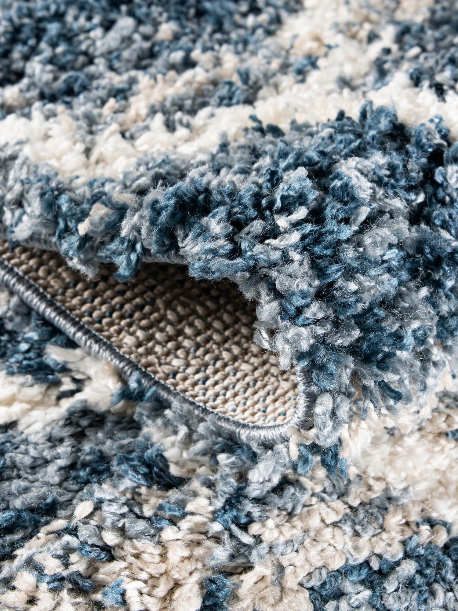 Blue 4' 1 x 6' 1 Hygge Shag Rectangle Area Rug Thick Soft Touch Fluffy & Plush Shaggy Pile 100% Polypropylene With Jute Backing Modern Carpet for Sale at Rug Engine