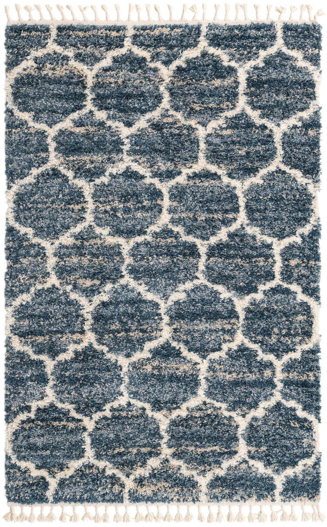 Blue 5' 1 x 8' Hygge Shag Rectangle Area Rug Thick Soft Touch Fluffy & Plush Shaggy Pile 100% Polypropylene With Jute Backing Modern Carpet for Sale at Rug Engine