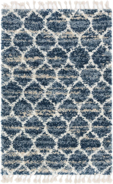 Blue 4' 1 x 6' 1 Hygge Shag Rectangle Area Rug Thick Soft Touch Fluffy & Plush Shaggy Pile 100% Polypropylene With Jute Backing Modern Carpet for Sale at Rug Engine