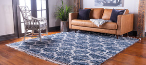 Blue 8' x 8' Hygge Shag Square Area Rug Thick Soft Touch Fluffy & Plush Shaggy Pile 100% Polypropylene With Jute Backing Modern Carpet for Sale at Rug Engine