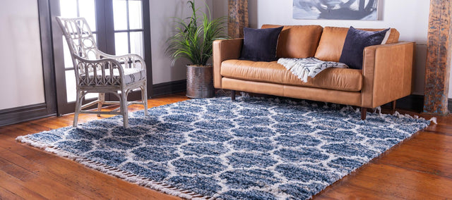 Blue 8' x 8' Hygge Shag Square Area Rug Thick Soft Touch Fluffy & Plush Shaggy Pile 100% Polypropylene With Jute Backing Modern Carpet for Sale at Rug Engine