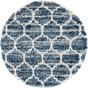 Blue 5' x 5' Hygge Shag Round Area Rug Thick Soft Touch Fluffy & Plush Shaggy Pile 100% Polypropylene With Jute Backing Modern Carpet for Sale at Rug Engine