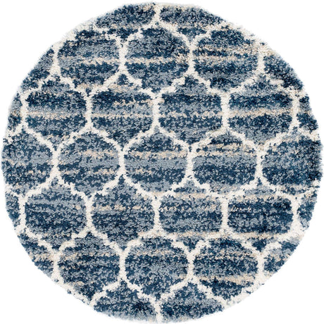 Blue 5' x 5' Hygge Shag Round Area Rug Thick Soft Touch Fluffy & Plush Shaggy Pile 100% Polypropylene With Jute Backing Modern Carpet for Sale at Rug Engine