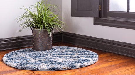 Blue 3' 3 x 3' 3 Hygge Shag Round Area Rug Thick Soft Touch Fluffy & Plush Shaggy Pile 100% Polypropylene With Jute Backing Modern Carpet for Sale at Rug Engine