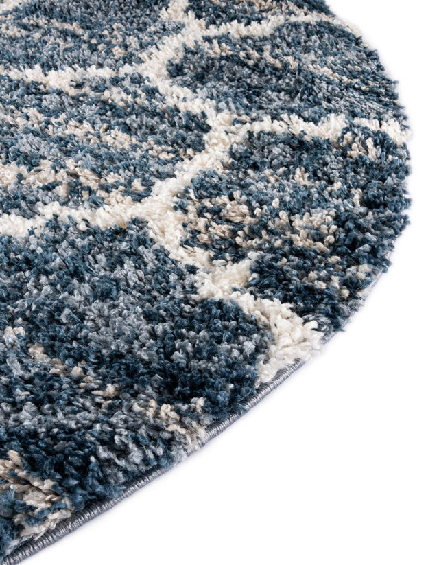 Blue 5' x 5' Hygge Shag Round Area Rug Thick Soft Touch Fluffy & Plush Shaggy Pile 100% Polypropylene With Jute Backing Modern Carpet for Sale at Rug Engine
