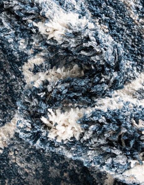 Blue 3' 3 x 3' 3 Hygge Shag Round Area Rug Thick Soft Touch Fluffy & Plush Shaggy Pile 100% Polypropylene With Jute Backing Modern Carpet for Sale at Rug Engine