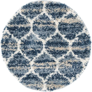 Blue 3' 3 x 3' 3 Hygge Shag Round Area Rug Thick Soft Touch Fluffy & Plush Shaggy Pile 100% Polypropylene With Jute Backing Modern Carpet for Sale at Rug Engine