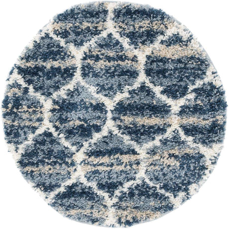 Blue 3' 3 x 3' 3 Hygge Shag Round Area Rug Thick Soft Touch Fluffy & Plush Shaggy Pile 100% Polypropylene With Jute Backing Modern Carpet for Sale at Rug Engine