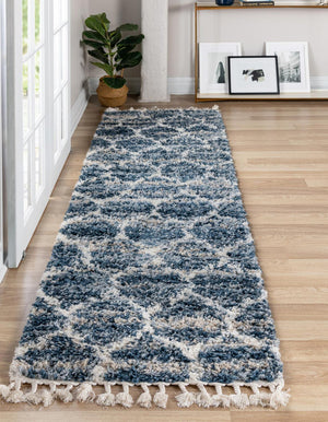 Blue 2' 7 x 8' 2 Hygge Shag Runner Area Rug Thick Soft Touch Fluffy & Plush Shaggy Pile 100% Polypropylene With Jute Backing Modern Carpet for Sale at Rug Engine