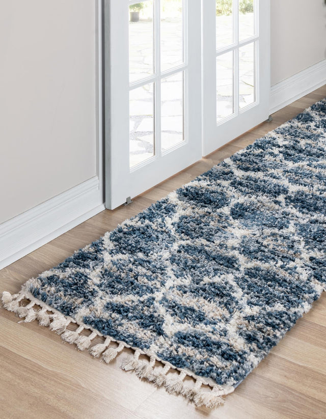 Blue 2' 7 x 8' 2 Hygge Shag Runner Area Rug Thick Soft Touch Fluffy & Plush Shaggy Pile 100% Polypropylene With Jute Backing Modern Carpet for Sale at Rug Engine