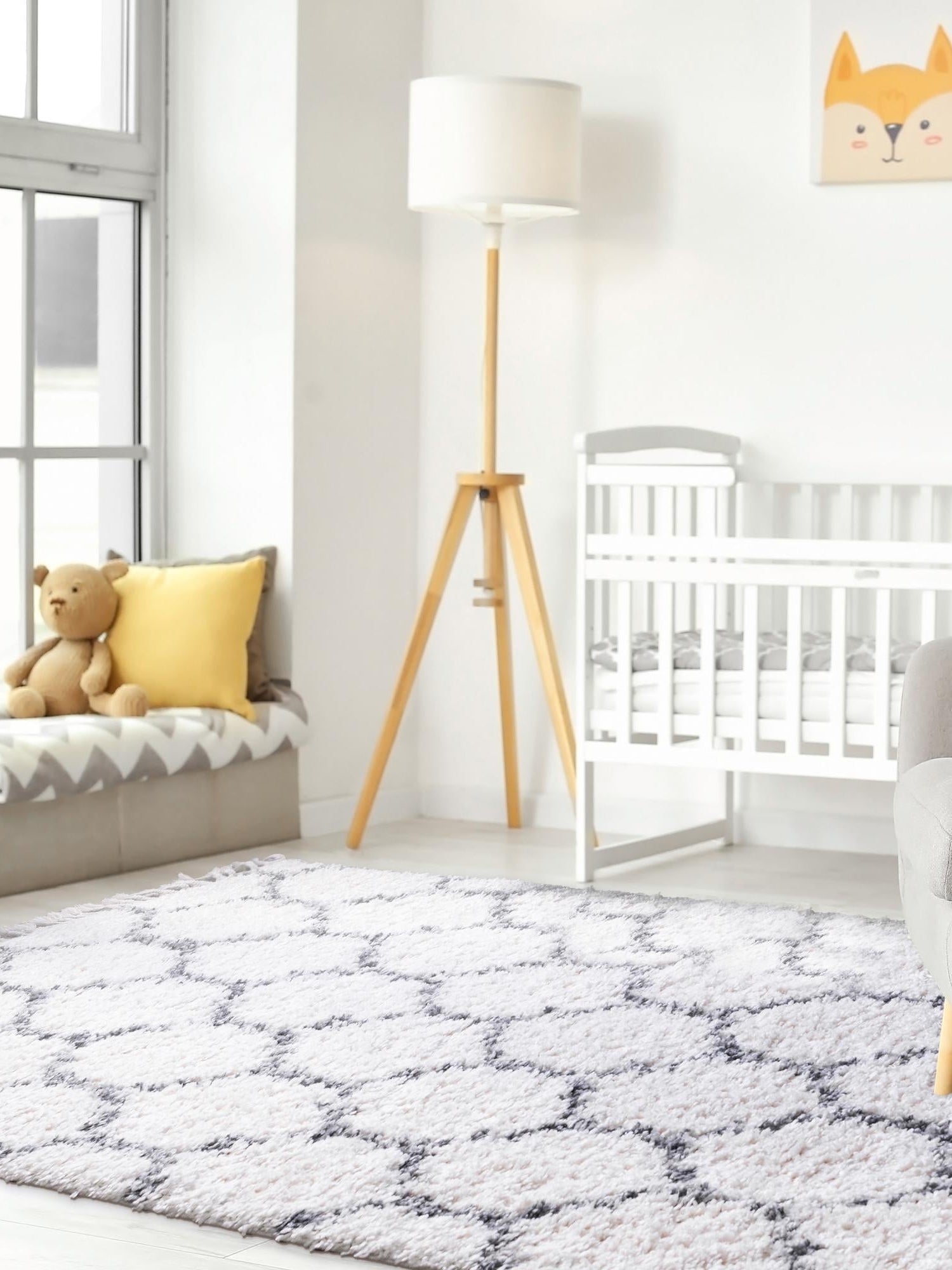 Ivory 4' 1 x 6' 1 Hygge Shag Rectangle Area Rug Thick Soft Touch Fluffy & Plush Shaggy Pile 100% Polypropylene With Jute Backing Modern Carpet for Sale at Rug Engine