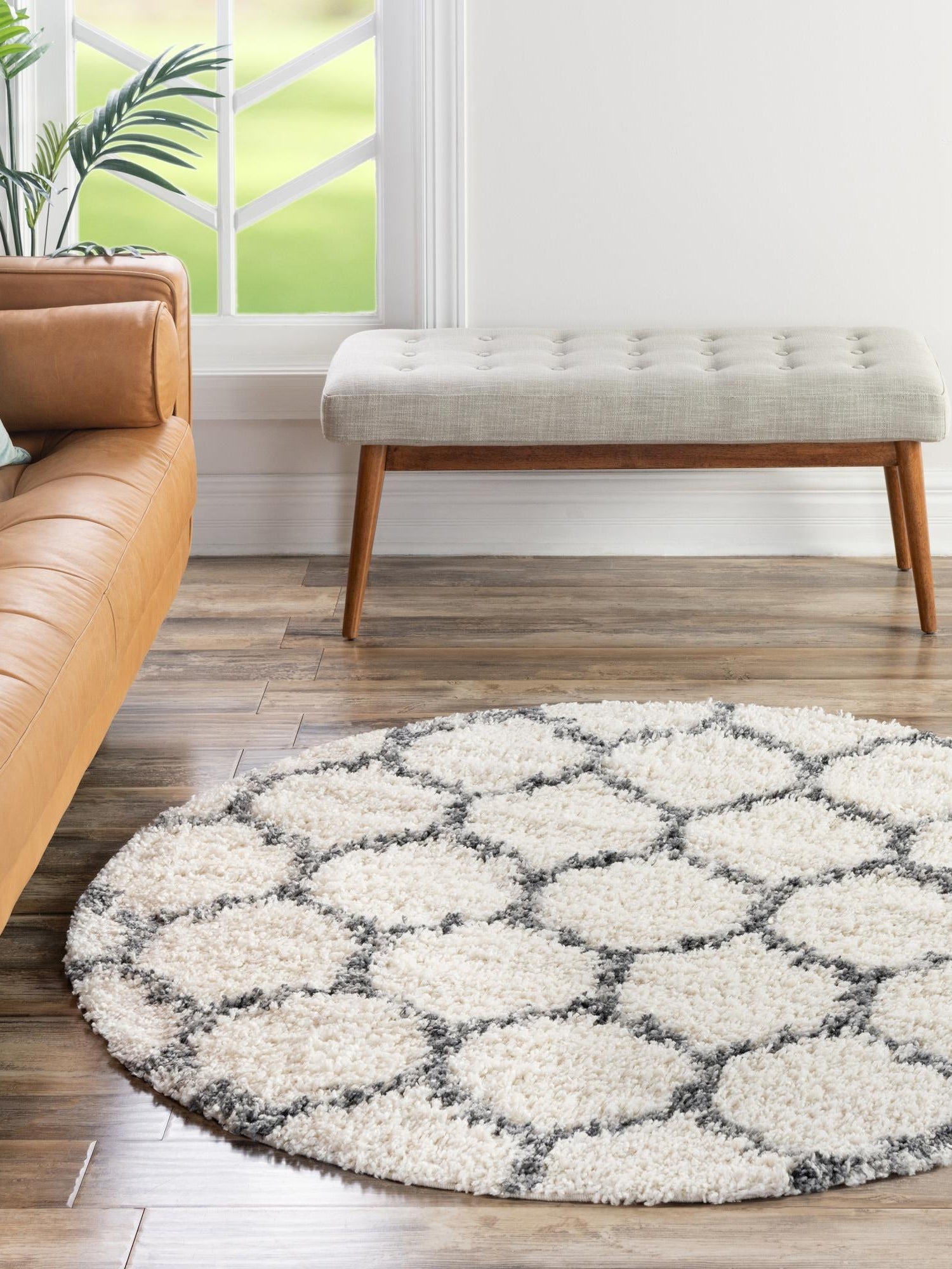 Ivory 3' 3 x 3' 3 Hygge Shag Round Area Rug Thick Soft Touch Fluffy & Plush Shaggy Pile 100% Polypropylene With Jute Backing Modern Carpet for Sale at Rug Engine