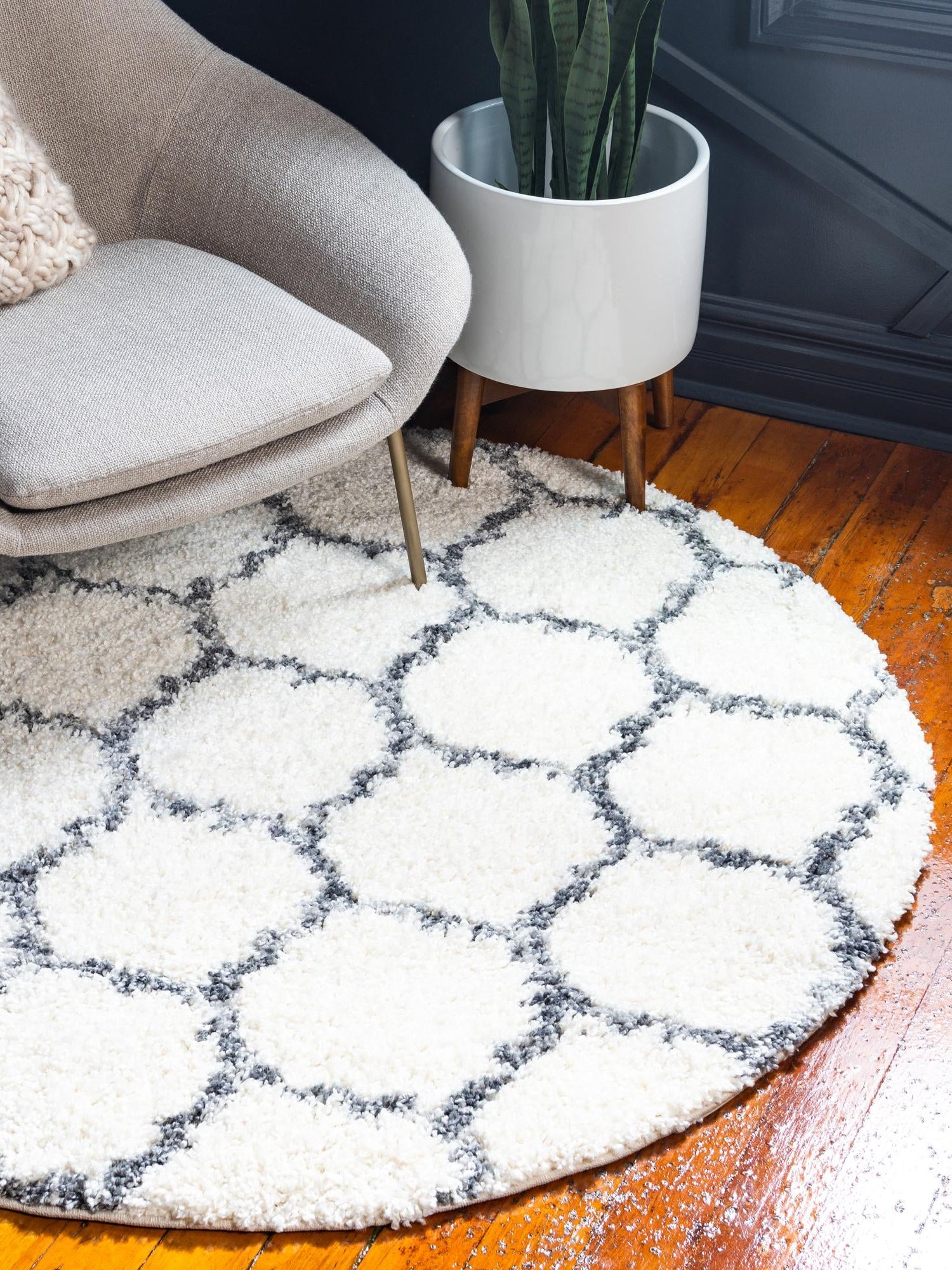 Ivory 3' 3 x 3' 3 Hygge Shag Round Area Rug Thick Soft Touch Fluffy & Plush Shaggy Pile 100% Polypropylene With Jute Backing Modern Carpet for Sale at Rug Engine