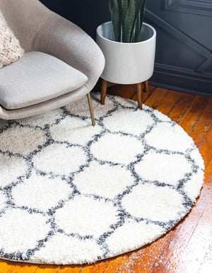 Ivory 3' 3 x 3' 3 Hygge Shag Round Rug