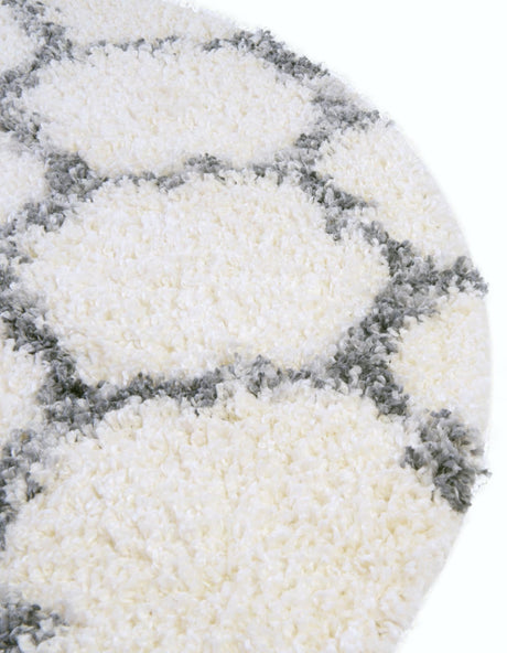 Ivory 5' x 5' Hygge Shag Round Area Rug Thick Soft Touch Fluffy & Plush Shaggy Pile 100% Polypropylene With Jute Backing Modern Carpet for Sale at Rug Engine