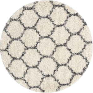 Ivory 5' x 5' Hygge Shag Round Rug