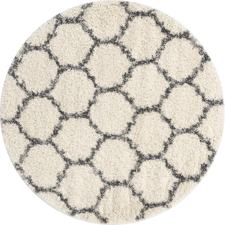 Ivory 5' x 5' Hygge Shag Round Area Rug Thick Soft Touch Fluffy & Plush Shaggy Pile 100% Polypropylene With Jute Backing Modern Carpet for Sale at Rug Engine