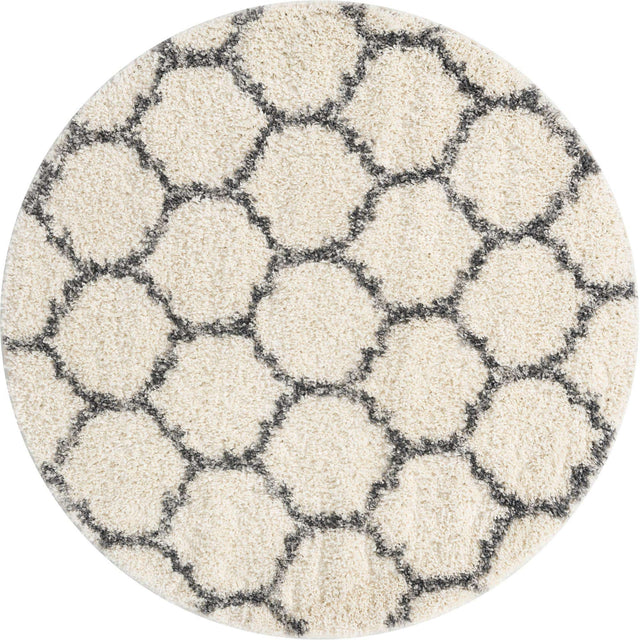 Ivory 5' x 5' Hygge Shag Round Rug