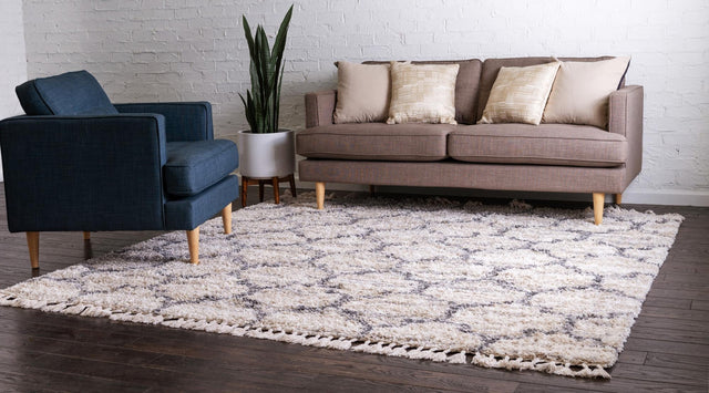 Beige 8' x 8' Hygge Shag Square Area Rug Thick Soft Touch Fluffy & Plush Shaggy Pile 100% Polypropylene With Jute Backing Modern Carpet for Sale at Rug Engine
