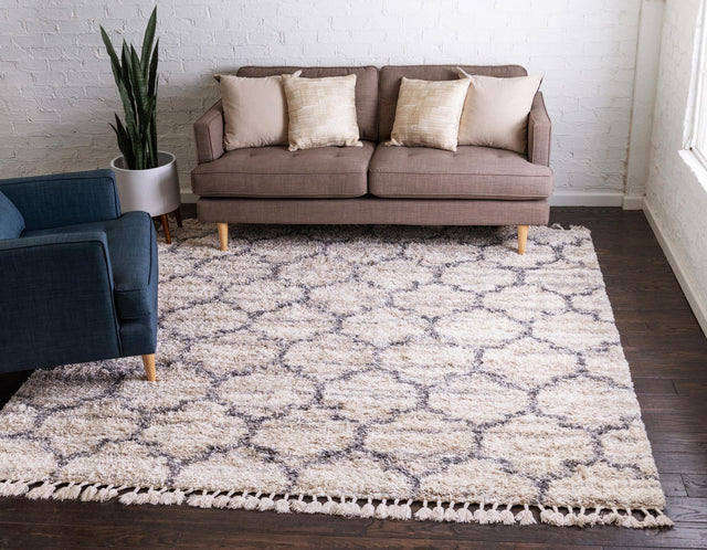 Beige 8' x 8' Hygge Shag Square Area Rug Thick Soft Touch Fluffy & Plush Shaggy Pile 100% Polypropylene With Jute Backing Modern Carpet for Sale at Rug Engine