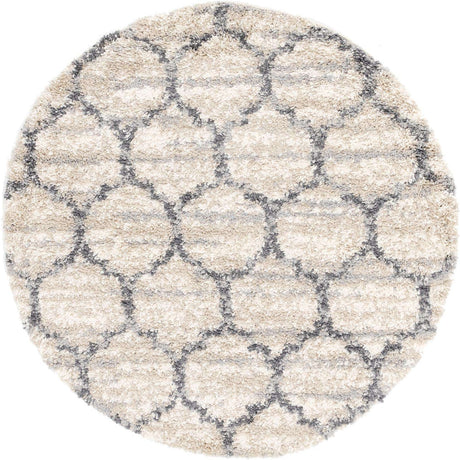 Beige 5' x 5' Hygge Shag Round Area Rug Thick Soft Touch Fluffy & Plush Shaggy Pile 100% Polypropylene With Jute Backing Modern Carpet for Sale at Rug Engine