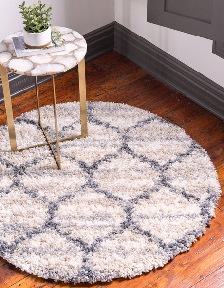 Beige 5' x 5' Hygge Shag Round Area Rug Thick Soft Touch Fluffy & Plush Shaggy Pile 100% Polypropylene With Jute Backing Modern Carpet for Sale at Rug Engine