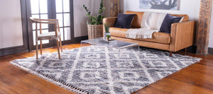 Gray 8' x 8' Hygge Shag Square Area Rug Thick Soft Touch Fluffy & Plush Shaggy Pile 100% Polypropylene With Jute Backing Modern Carpet for Sale at Rug Engine