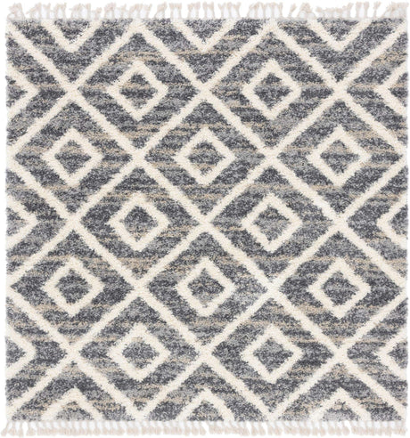Gray 8' x 8' Hygge Shag Square Area Rug Thick Soft Touch Fluffy & Plush Shaggy Pile 100% Polypropylene With Jute Backing Modern Carpet for Sale at Rug Engine