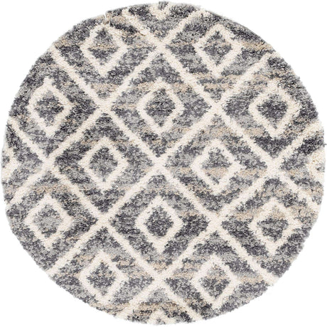 Gray 5' x 5' Hygge Shag Round Area Rug Thick Soft Touch Fluffy & Plush Shaggy Pile 100% Polypropylene With Jute Backing Modern Carpet for Sale at Rug Engine