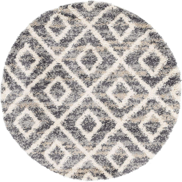 Gray 5' x 5' Hygge Shag Round Area Rug Thick Soft Touch Fluffy & Plush Shaggy Pile 100% Polypropylene With Jute Backing Modern Carpet for Sale at Rug Engine