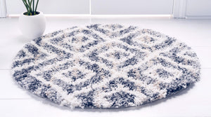 Gray 5' x 5' Hygge Shag Round Area Rug Thick Soft Touch Fluffy & Plush Shaggy Pile 100% Polypropylene With Jute Backing Modern Carpet for Sale at Rug Engine