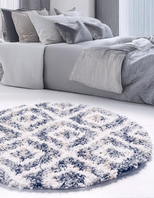 Gray 5' x 5' Hygge Shag Round Area Rug Thick Soft Touch Fluffy & Plush Shaggy Pile 100% Polypropylene With Jute Backing Modern Carpet for Sale at Rug Engine