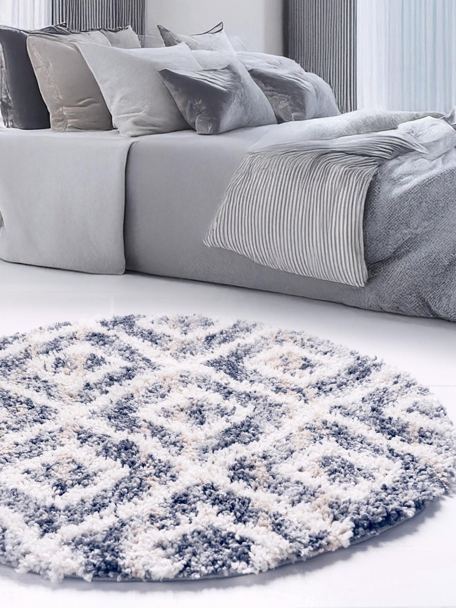 Gray 3' 3 x 3' 3 Hygge Shag Round Area Rug Thick Soft Touch Fluffy & Plush Shaggy Pile 100% Polypropylene With Jute Backing Modern Carpet for Sale at Rug Engine