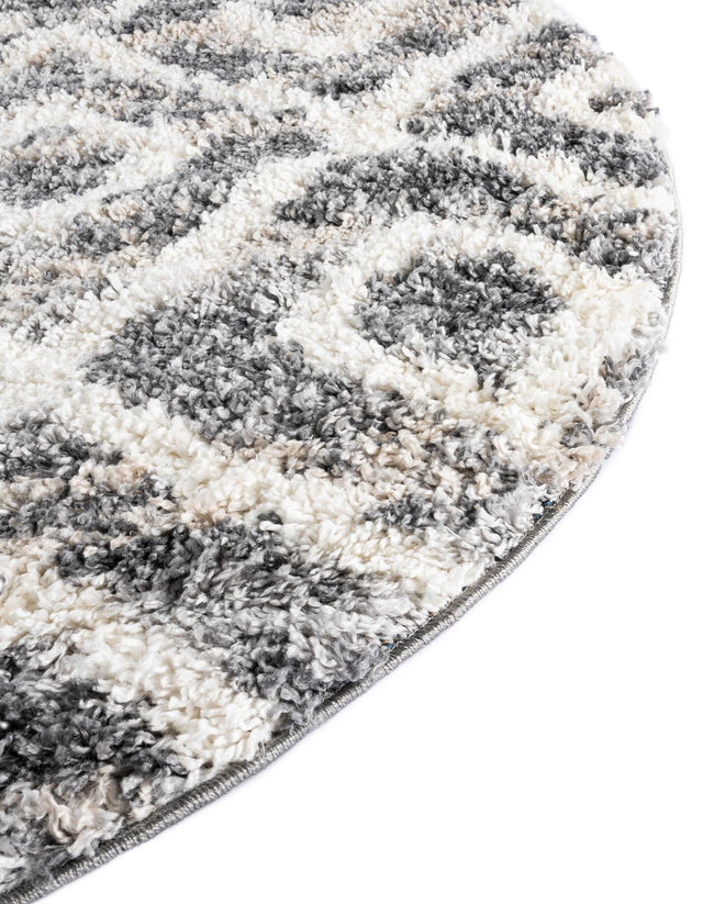 Gray 5' x 5' Hygge Shag Round Area Rug Thick Soft Touch Fluffy & Plush Shaggy Pile 100% Polypropylene With Jute Backing Modern Carpet for Sale at Rug Engine