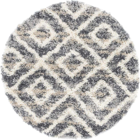 Gray 3' 3 x 3' 3 Hygge Shag Round Area Rug Thick Soft Touch Fluffy & Plush Shaggy Pile 100% Polypropylene With Jute Backing Modern Carpet for Sale at Rug Engine