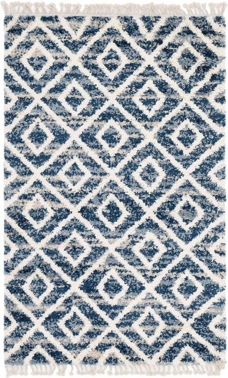Blue 5' 1 x 8' Hygge Shag Rectangle Area Rug Thick Soft Touch Fluffy & Plush Shaggy Pile 100% Polypropylene With Jute Backing Modern Carpet for Sale at Rug Engine