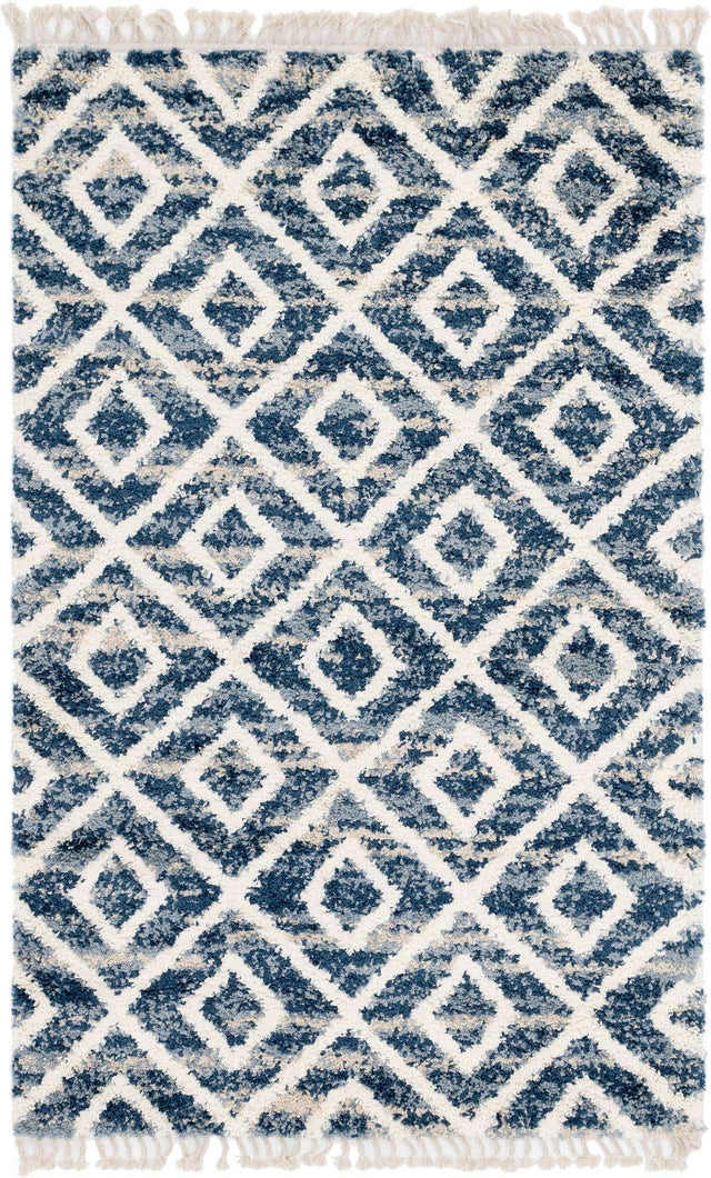 Blue 5' 1 x 8' Hygge Shag Rectangle Area Rug Thick Soft Touch Fluffy & Plush Shaggy Pile 100% Polypropylene With Jute Backing Modern Carpet for Sale at Rug Engine