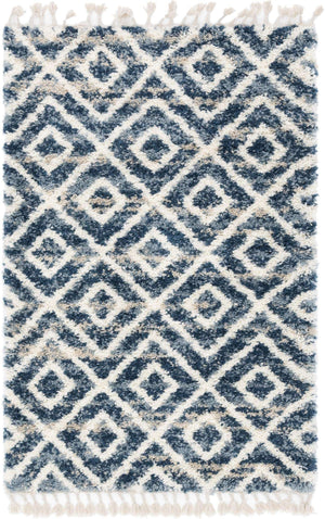 Blue 4' 1 x 6' 1 Hygge Shag Rectangle Area Rug Thick Soft Touch Fluffy & Plush Shaggy Pile 100% Polypropylene With Jute Backing Modern Carpet for Sale at Rug Engine